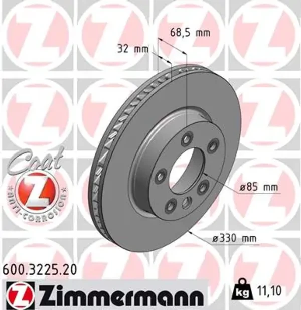 Диск тормозной передний ZIMMERMANN 600322520