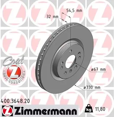 Передние тормозные диски 400364820 Zimmermann