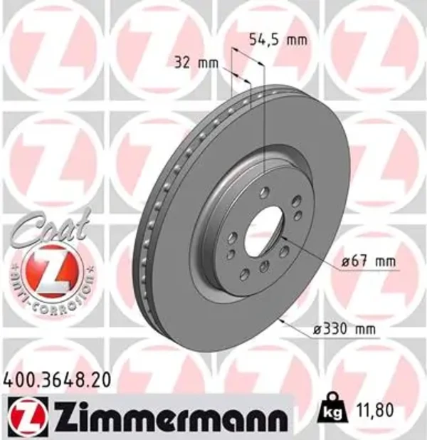 Передние тормозные диски 400364820 Zimmermann