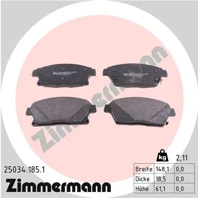 Передние тормозные колодки 250341851 Zimmermann