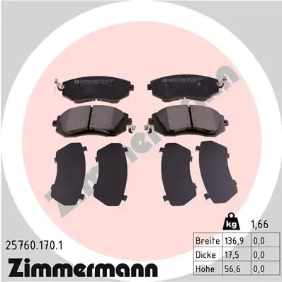 Передние тормозные колодки 257601701 Zimmermann