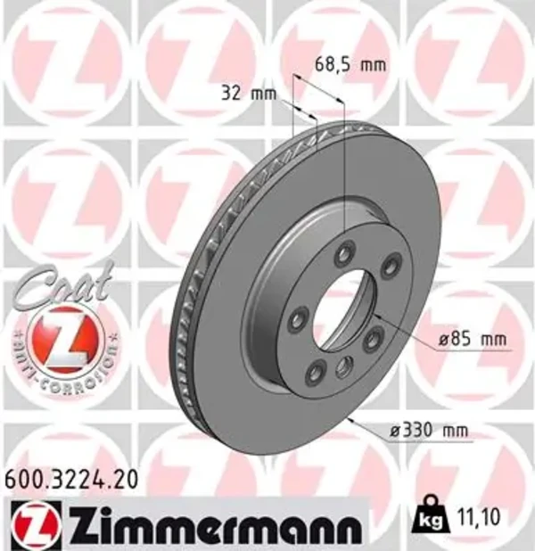 Диск тормозной передний ZIMMERMANN 600322420