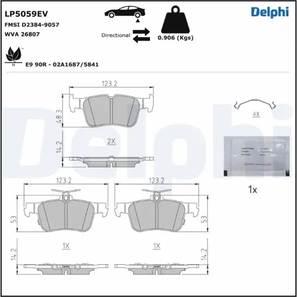 Задние тормозные колодки LP5059EV Delphi