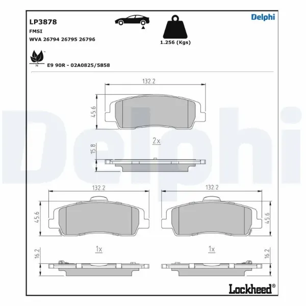 Задние тормозные колодки LP3878 Delphi