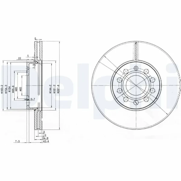 Передние тормозные диски BG3833C Delphi