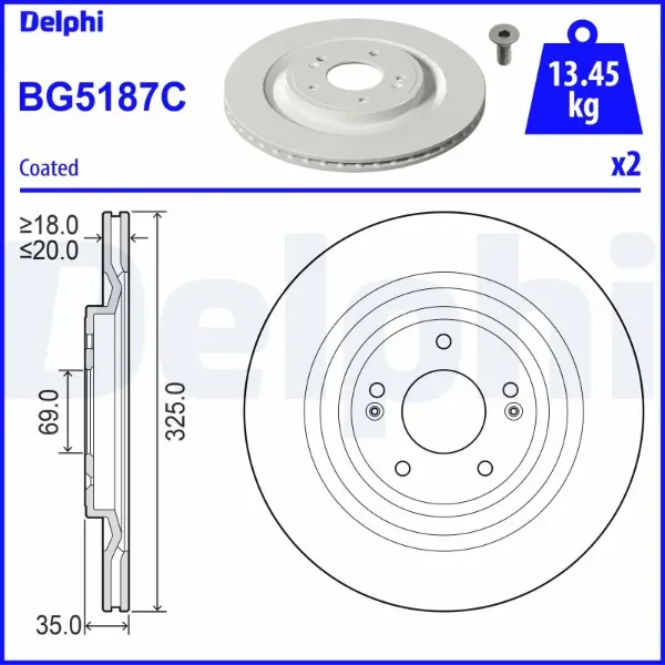Тормозные диски BG5187C Delphi