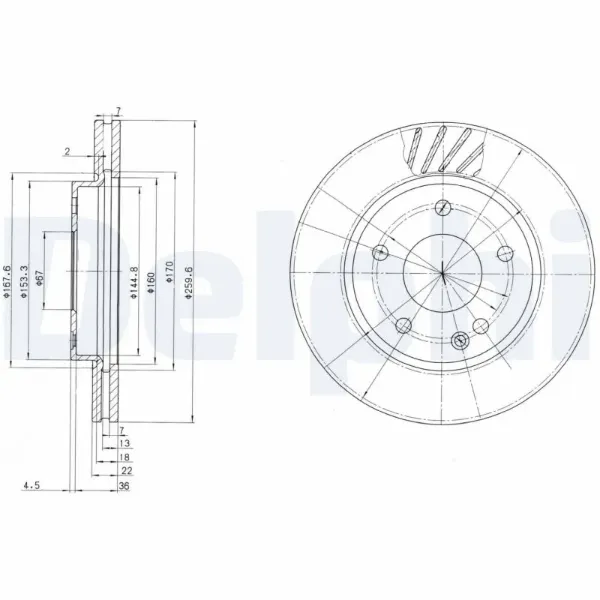 Передние тормозные диски BG3395 Delphi