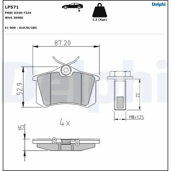 Задние тормозные колодки LP571 Delphi