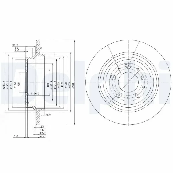 Тормозные диски BG3515 Delphi