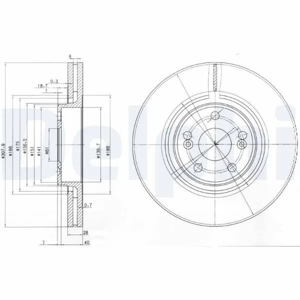 Передние тормозные диски BG9016 Delphi