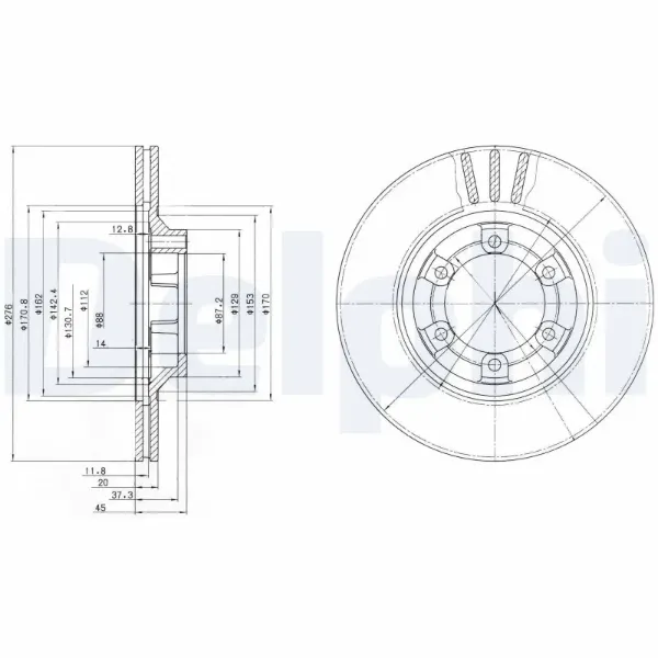 Передние тормозные диски BG2558 Delphi