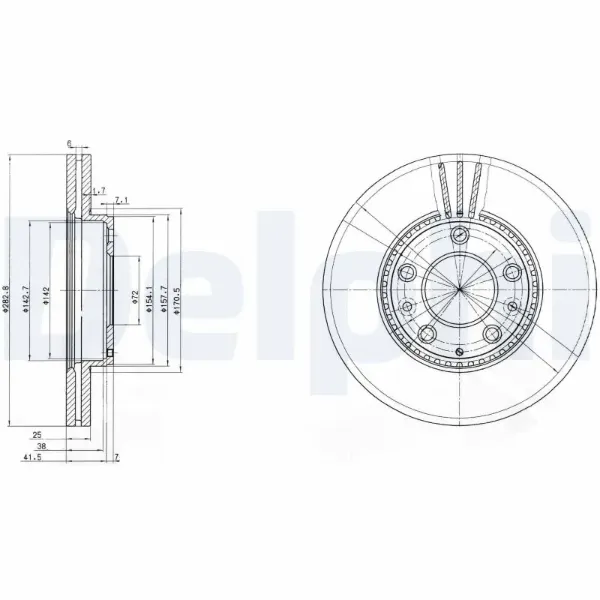 Передние тормозные диски BG3874 Delphi