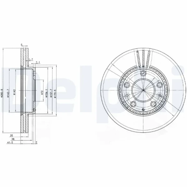 Передние тормозные диски BG3874 Delphi