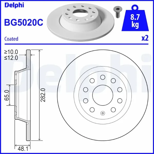 Тормозные диски BG5020C Delphi