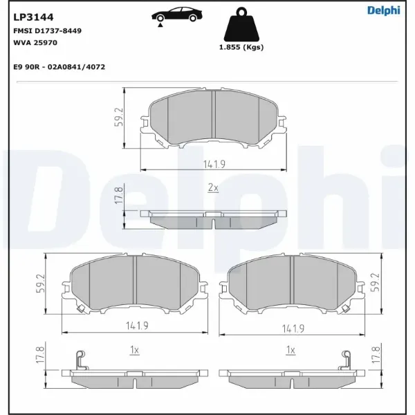 Передние тормозные колодки LP3144 Delphi