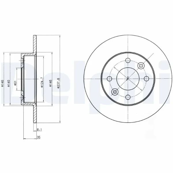 Передние тормозные диски BG2258 Delphi