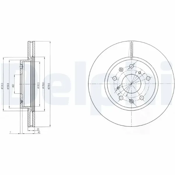 Передние тормозные диски BG4093C Delphi