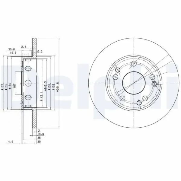 Передние тормозные диски BG2288 Delphi