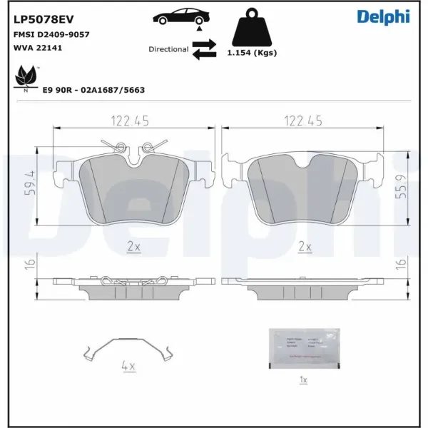 Задние тормозные колодки LP5078EV Delphi