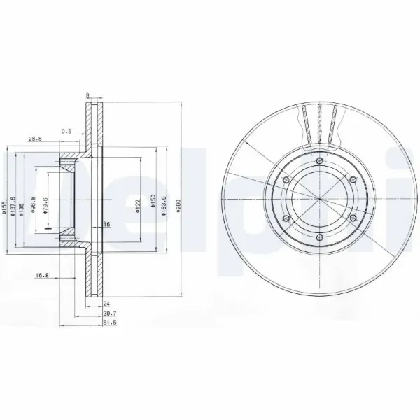 Передние тормозные диски BG3553 Delphi