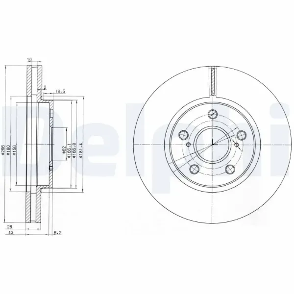 Передние тормозные диски BG3735 Delphi