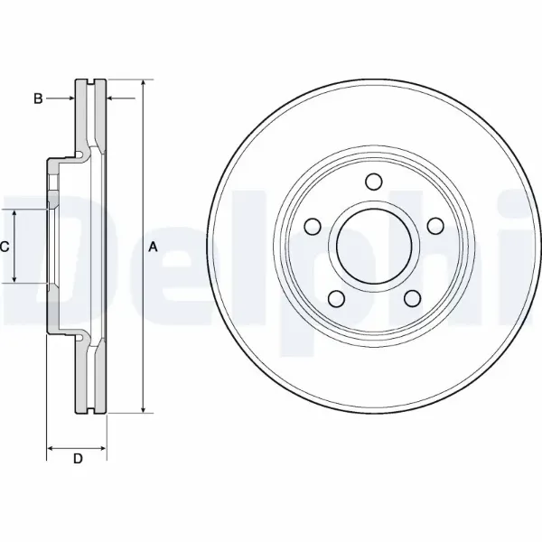 Передние тормозные диски BG3868 Delphi