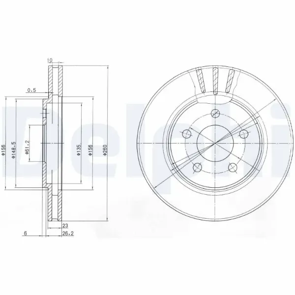 Передние тормозные диски BG4001 Delphi