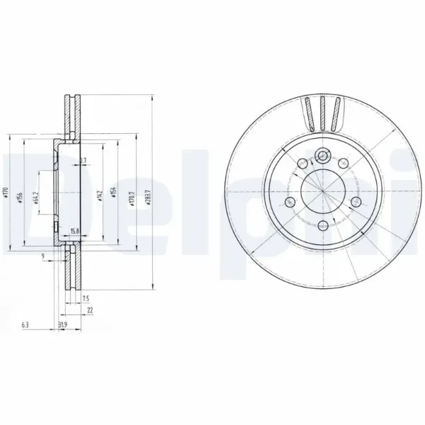 Передние тормозные диски BG3503 Delphi