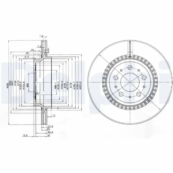 Тормозные диски BG3782C Delphi