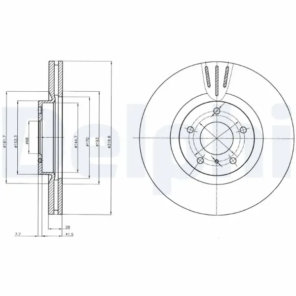 Передние тормозные диски BG4107 Delphi