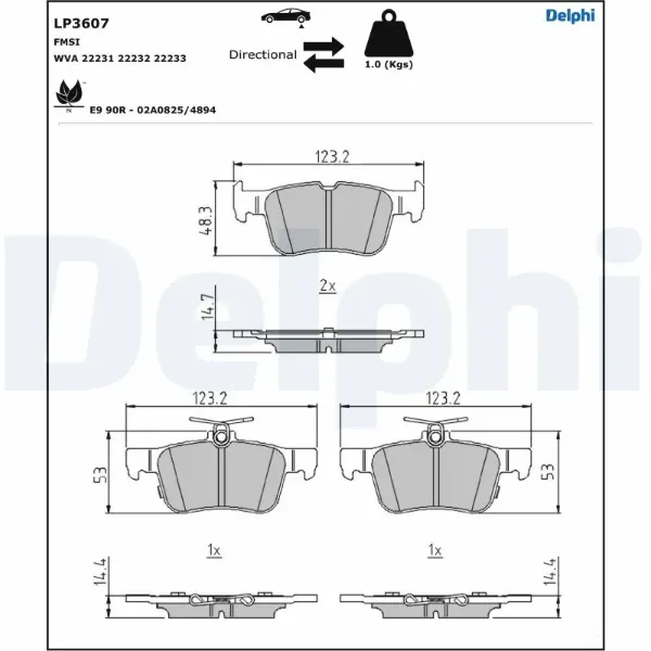 Задние тормозные колодки LP3607 Delphi