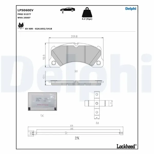 Передние тормозные колодки LP5060EV Delphi