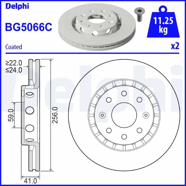 Передние тормозные диски BG5066C Delphi