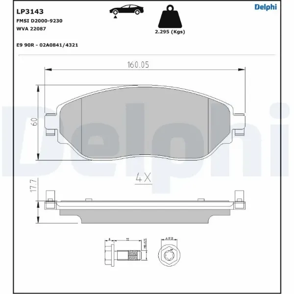 Передние тормозные колодки LP3143 Delphi