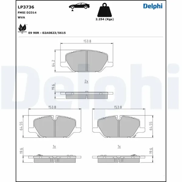 Задние тормозные колодки LP3736 Delphi