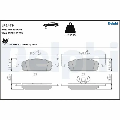 Колодки тормозные передние дисковые DELPHI LP2479