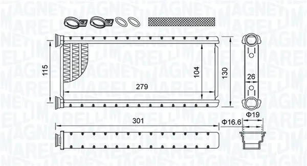Радиатор печки 350218514000 Magneti Marelli