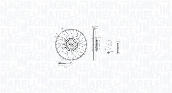 Вентилятор (крыльчатка) радиатора охлаждения левый 069422848010 Magneti Marelli