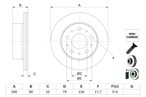 Тормозные диски 0986479E02 Bosch