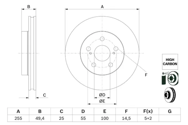 Передние тормозные диски 0986479F72 Bosch