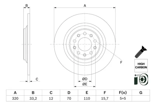 Тормозные диски 0986479G74 Bosch