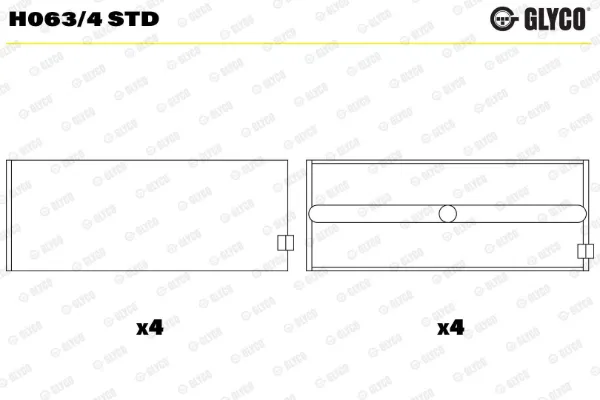 Вкладыши коленвала коренные, комплект, стандарт (STD) H0634STD Glyco