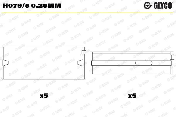 Вкладыши коленвала коренные, комплект, 1-й ремонт (+0,25) H0795025MM Glyco