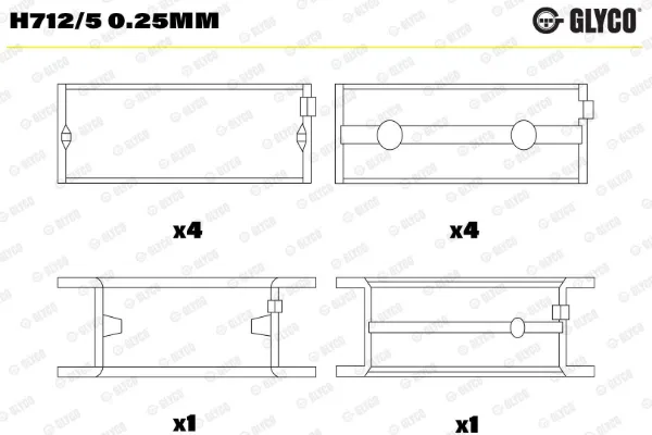 Вкладыши коленвала коренные, комплект, 1-й ремонт (+0,25) M92338025 AE