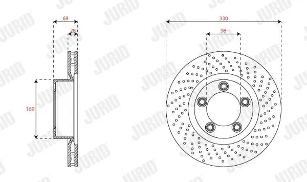 Передние тормозные диски 563536JC1 Jurid/Bendix