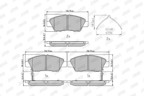 Передние тормозные колодки 572637J Jurid/Bendix