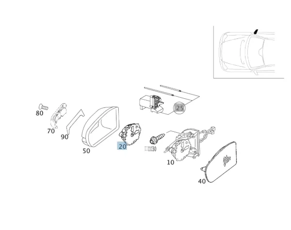 A2038202442 Mercedes Мотор привода линзы зеркала заднего вида