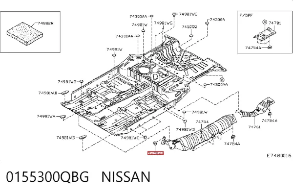 Клипса защиты днища 0155300QBG Nissan/Infiniti