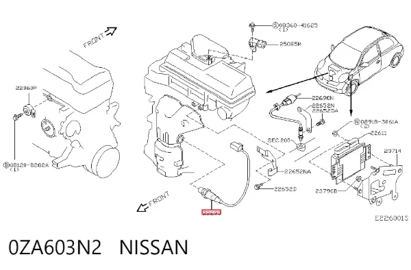 Датчик кислорода до катализатора 0ZA603N2 Nissan/Infiniti