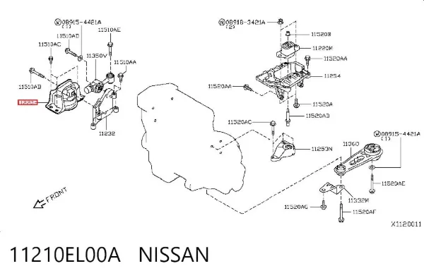Правая подушка двигателя 11210EL00A Nissan/Infiniti